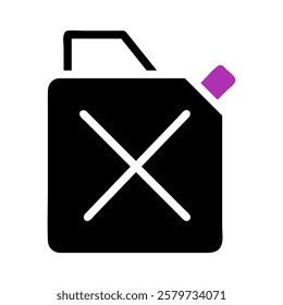 Black Jerrycan With Purple Cap Isolated On White