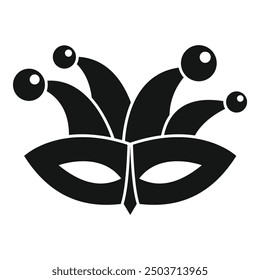 Black jester mask with bells, bringing a touch of fun and mystery to any festive occasion