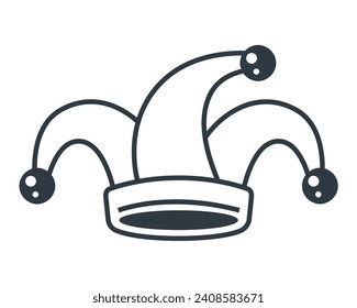 icono de la gorra del bufón negro. ilustración vectorial plana.