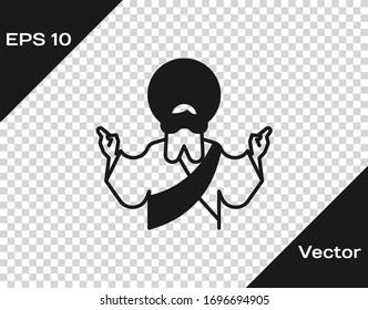 Black Jesus Christ icon isolated on transparent background. Vector Illustration