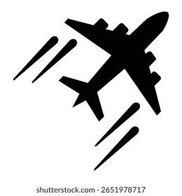 Black Jet Airliner Gráfico, Viagens e Símbolo de Transporte Em Fundo Branco
