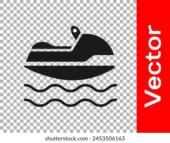 Black Jet ski icon isolated on transparent background. Water scooter. Extreme sport.  Vector Illustration