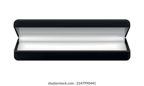 Black jewelry boxes realistic composition with isolated image of empty case on blank background vector illustration