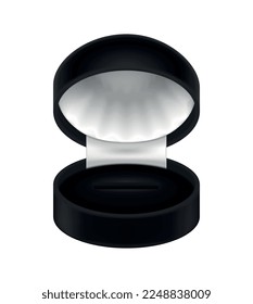 Cajas de joyas negras composición realista con imagen aislada de estuche vacío en ilustración vectorial de fondo en blanco