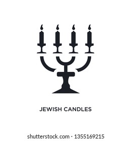 black jewish candles isolated vector icon. simple element illustration from religion concept vector icons. jewish candles editable logo symbol design on white background. can be use for web and