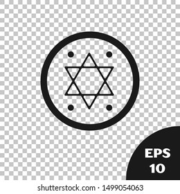 Black Jewish coin icon isolated on transparent background. Currency symbol.  Vector Illustration