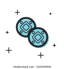 Black Jewish coin icon isolated on white background. Currency symbol.  Vector Illustration