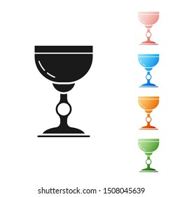 Black Jewish goblet icon isolated on white background. Jewish wine cup for kiddush. Kiddush cup for Shabbat. Set icons colorful. Vector Illustration