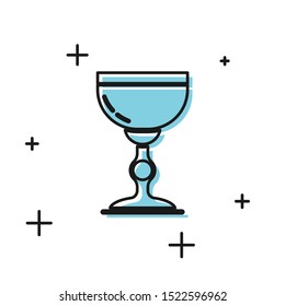 Black Jewish goblet icon isolated on white background. Jewish wine cup for kiddush. Kiddush cup for Shabbat.  Vector Illustration