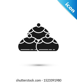 Black Jewish sweet bakery icon isolated on white background. Hanukkah sufganiyot. Jewish easter cake.  Vector Illustration