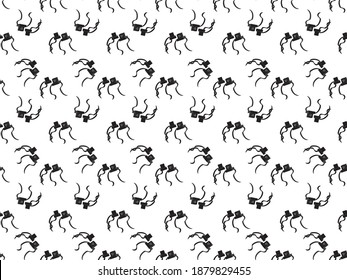 Black Jewish Tefillin seamless pattern on White background