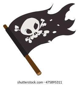 Black Jolly Roger pirate flag.