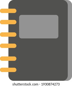 Black journalism notebook, illustration, vector on white background.