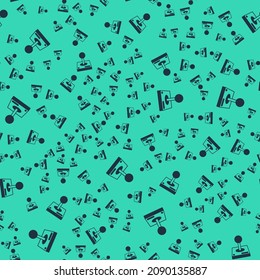 Black Joystick for arcade machine icon isolated seamless pattern on green background. Joystick gamepad.  Vector
