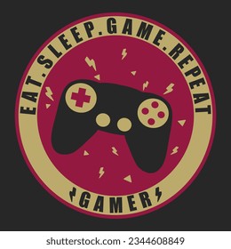 Black Joystick Game Controller, Vector Illustration