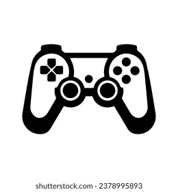 Black joystick icon for console playing. For computer video games, virtual reality, computer competition, game concept, hobby. Joystick logo. Vector illustration isolated on white background