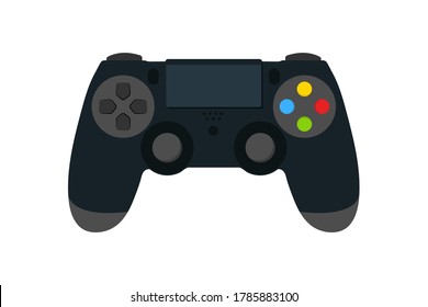 Black joystick isolated on white background. Gaming icon. Flat vector illustration.