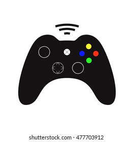 Black joystick. Simple gaming controller illustration. Isolated on white. Vector. EPS 8