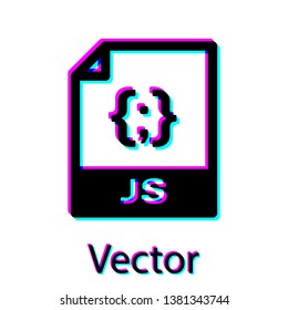 Black JS file document icon. Download js button icon isolated on white background. JS file symbol. Vector Illustration
