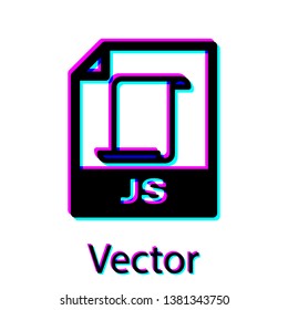 Black JS file document icon. Download js button icon isolated on white background. JS file symbol. Vector Illustration