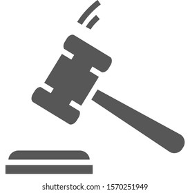 Black judge hammer icon. Gavel vector isolated on white. Judgement hammer icon in flat style. Template for auction hammer, judge logo, gavel bid, court sign and law symbol. Modern judge hammer icon