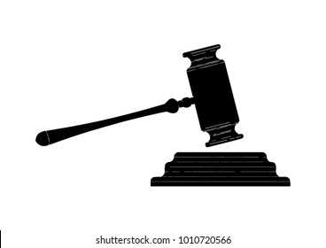 black judge hammer on a white background