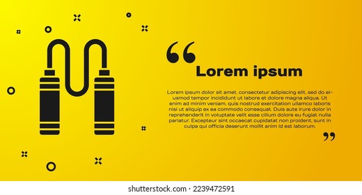 Icono de cuerda de salto negro aislado en fondo amarillo. Saltando cuerda. Equipamiento deportivo.  Vector