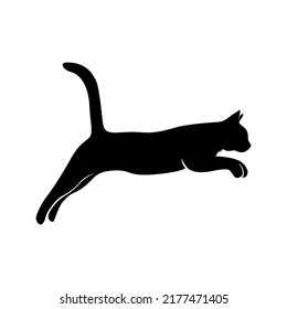 black jumping cat hand drawing, cat silhouette art