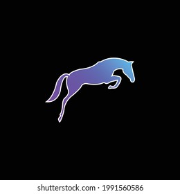 Black Jumping Horse With Face Looking To The Ground blue gradient vector icon