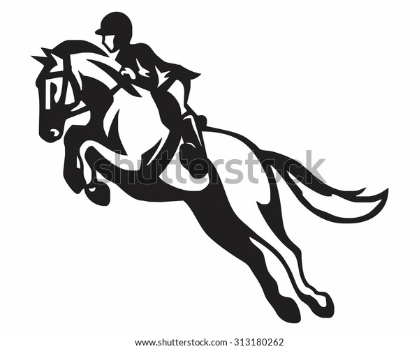 Black Jumping Horse Riding Silhouette Stock Vector (Royalty Free) 313180262