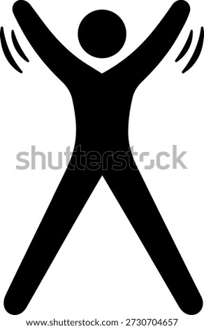 Black jumping jack pictogram icon showing full body aerobic exercise for fitness training signage and interface design