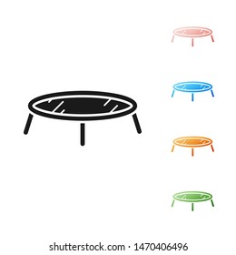 Black Jumping trampoline icon isolated on white background. Set icons colorful. Vector Illustration