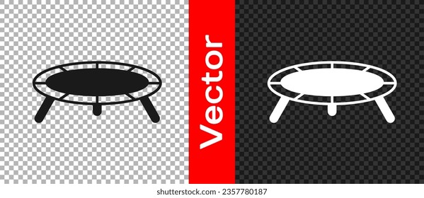Icono de trampolín de salto negro aislado en fondo transparente.  Vector
