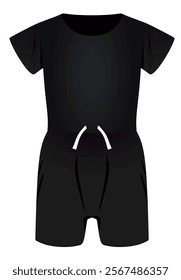Black jumpsuit short sleeve. vector illustration