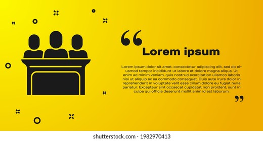 Icono de Jurados Negros aislado en fondo amarillo.  Vector