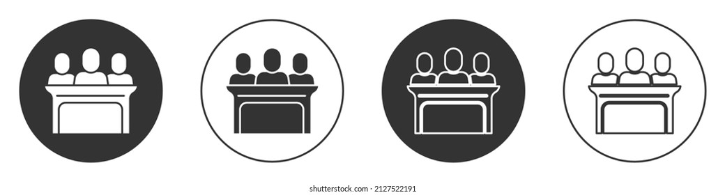 Black Jurors icon isolated on white background. Circle button. Vector