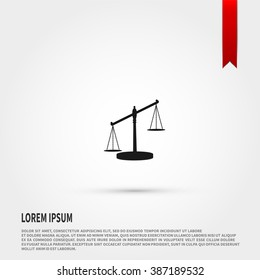 Black Justice scale icon vector. 