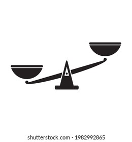Black Justice scale. Scales of justice icon in black style isolated on white background. Crime symbol stock vector illustration.