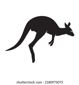 Black kangaroo sign isolated on a white background. Vector black kangaroo silhouette isolated on a white background.