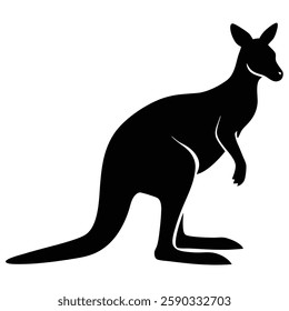 Black kangaroo silhouette elegant vector illustration