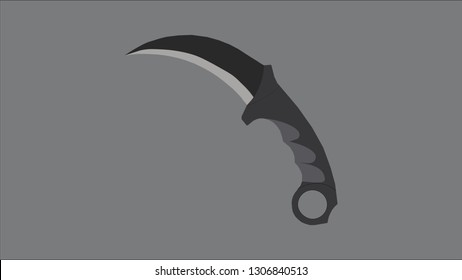 Black Karambit Knife with a grey background