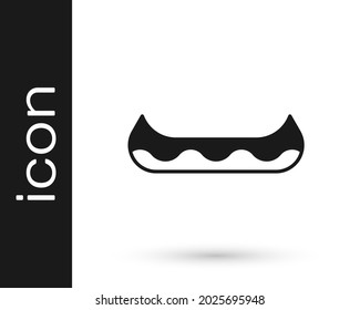 Black Kayak and paddle icon isolated on white background. Kayak and canoe for fishing and tourism. Outdoor activities.  Vector