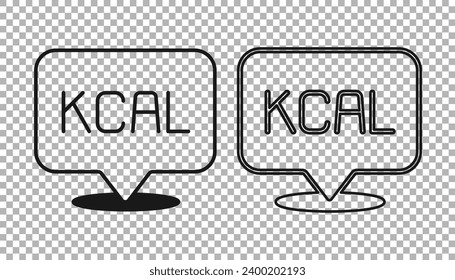 Black Kcal icon isolated on isolated on transparent background. Health food.  Vector