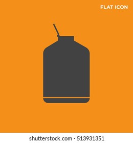 Black keg vector icon on orange background, isolated