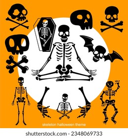 Black keleton halloween icon theme