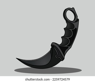 black kerambit vector isolated on gray background