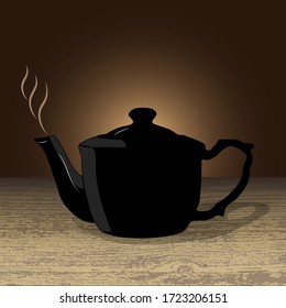 black kettle for brewing tea. eps10 vector stock illustration.