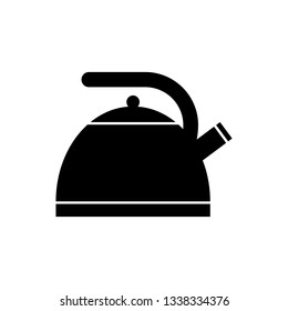 Black Kettle with handle icon isolated on white background. Teapot icon. Vector Illustration