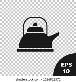 Black Kettle with handle icon isolated on transparent background. Teapot icon.  Vector Illustration