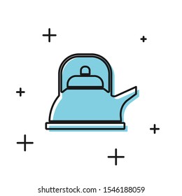Black Kettle with handle icon isolated on white background. Teapot icon.  Vector Illustration